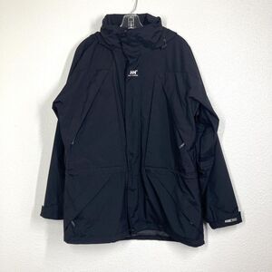 Helly Hansen Jacket Mens Medium Black Helly Tech Waterproof Outdoor Hooded Coat